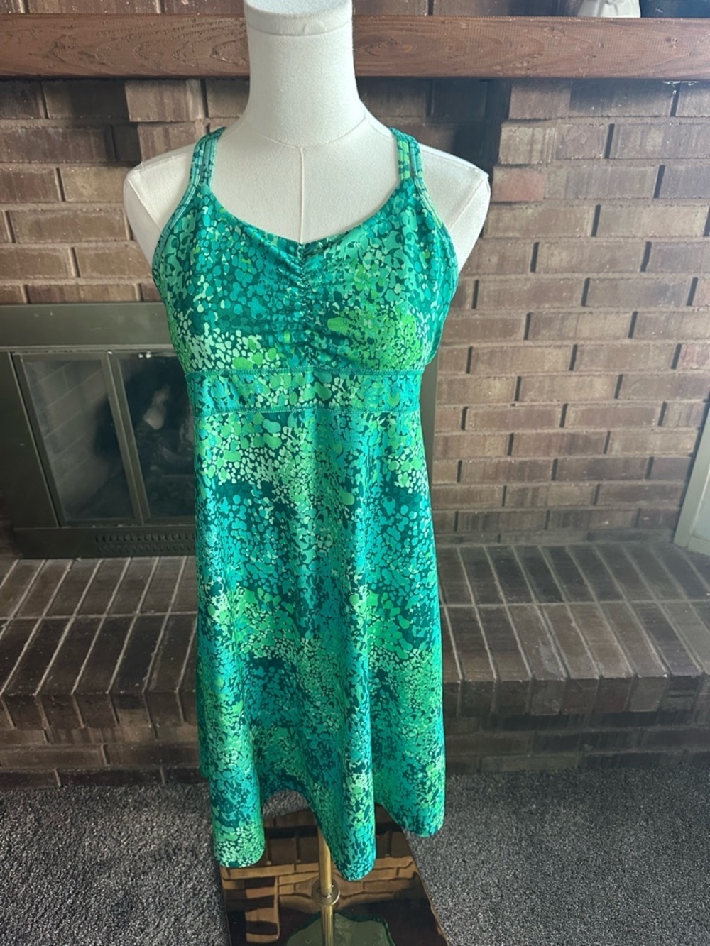 Marmot Taryn Athletic Racerback Dress Green Blue Pattern Medium